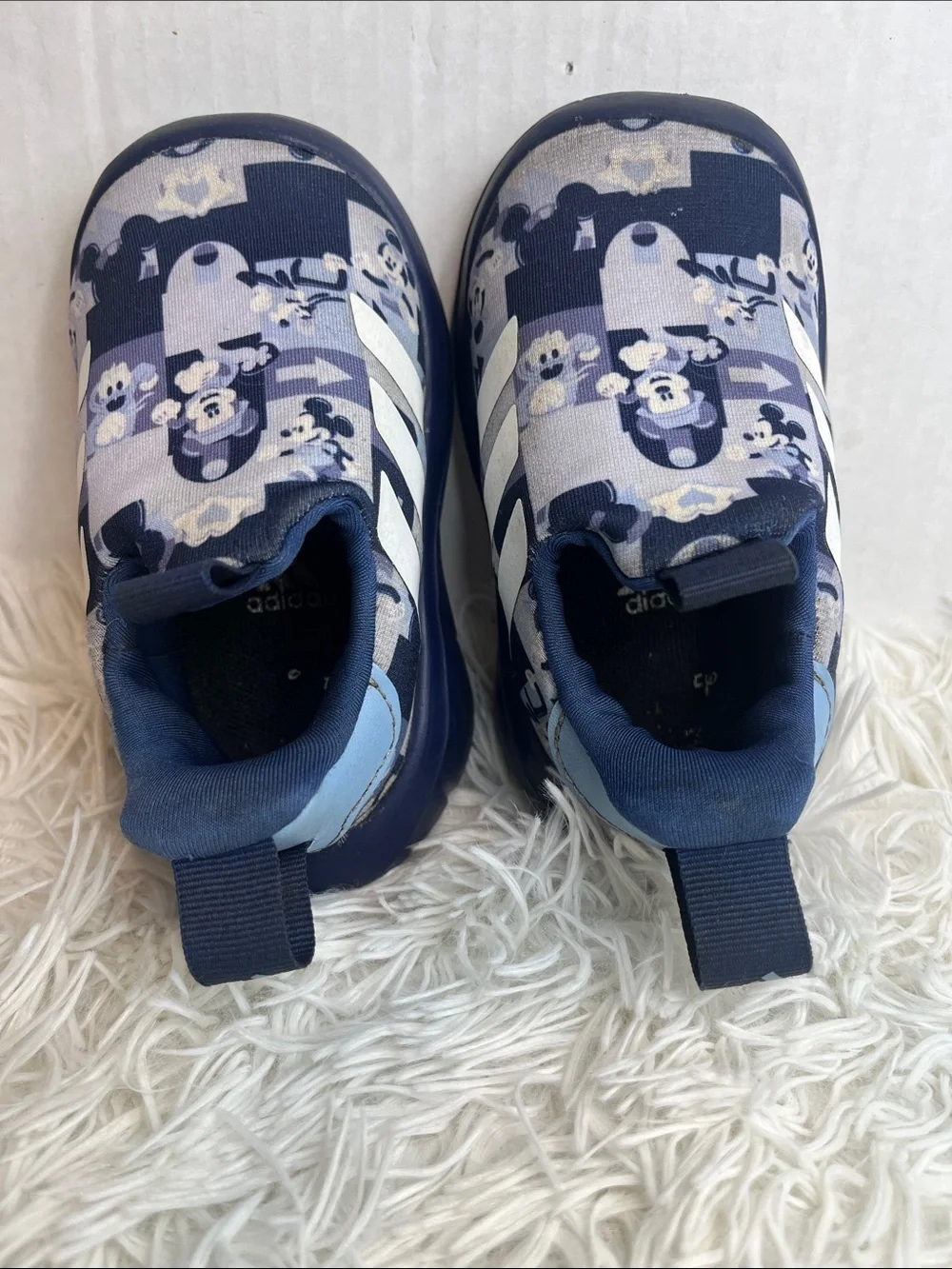 adidas Kids Navy & White Cartoon Slip-On Sneakers